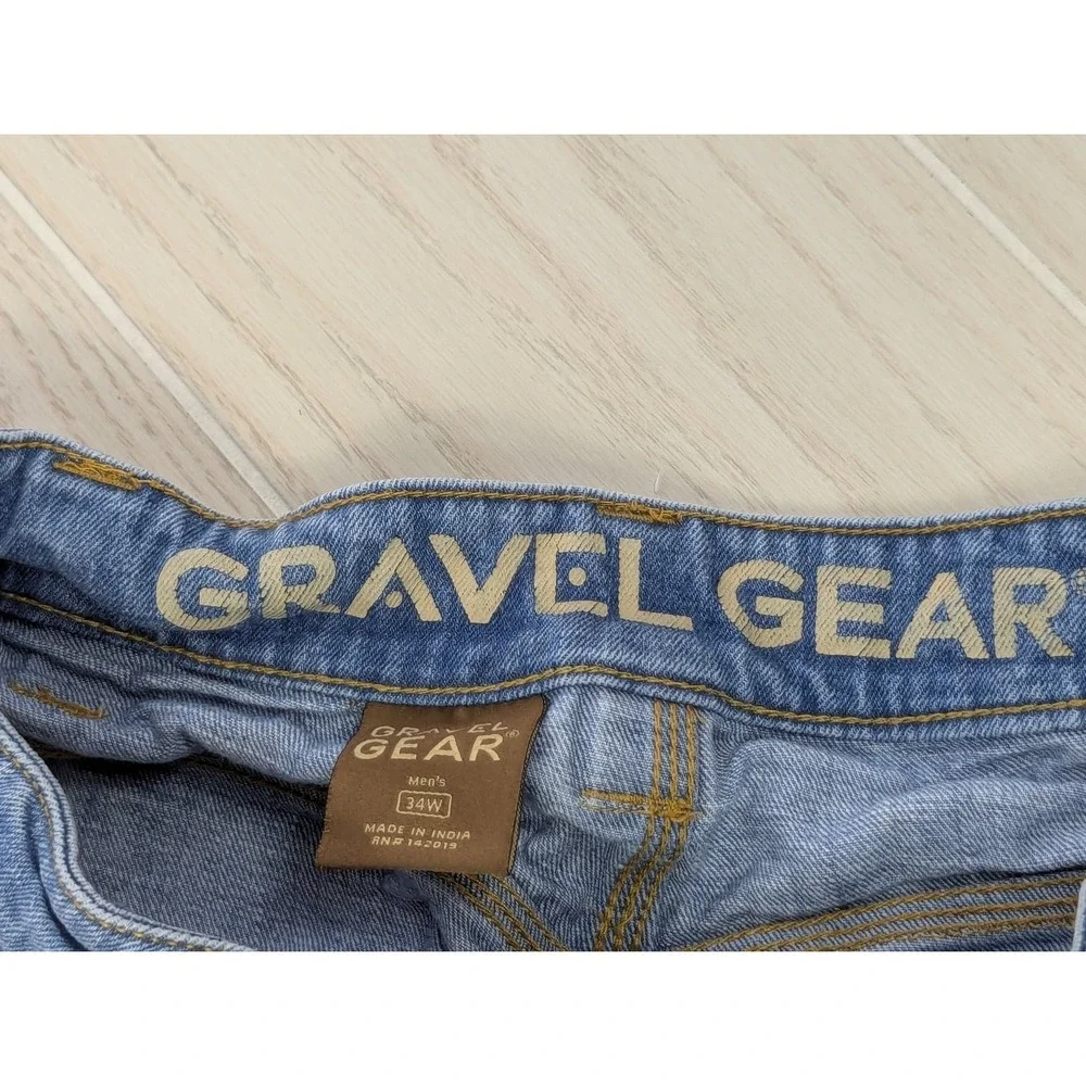GRAVEL GEAR Shorts Men's Blue Denim 34 Cargo Carpenter pockets